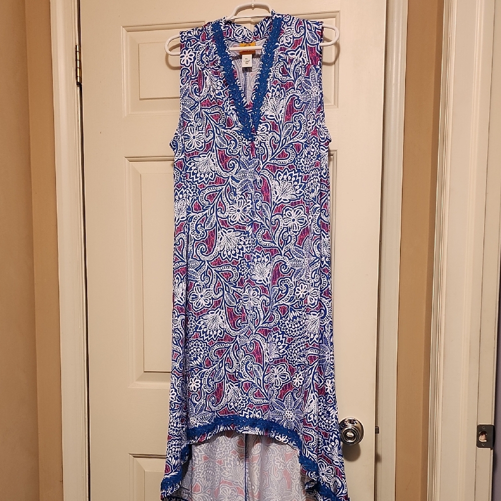 Ruby Rd. Sleeveless High Low Dress in Blue and Pink